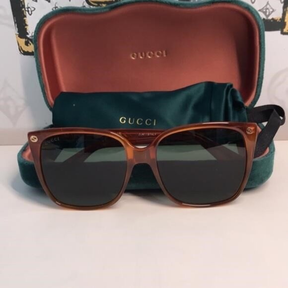 New ✨ Authentic Gucci GG0022S 002 Havana Oversized Sunglasses ✨ - Picture 12 of 12